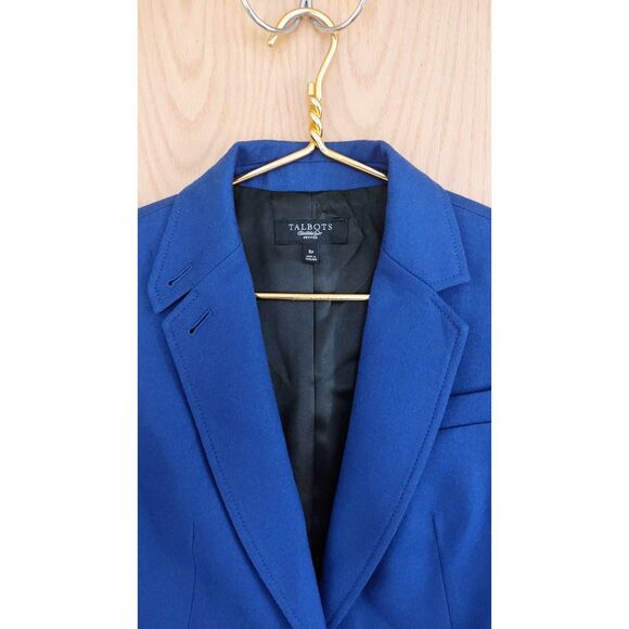 Talbots Wool Blazer Royal Blue Womens Size 8P Career Business Casual - Picture 3 of 10